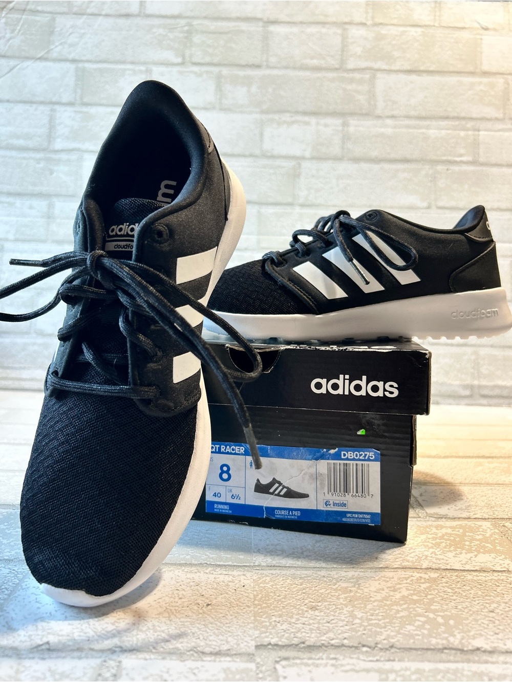 adidas Cloud Foam Black and White Casual Running Shoes